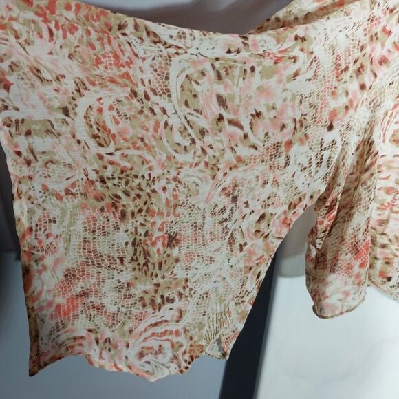 New York City Design Co. Top Sz 3X Tie Front Sheer Flared Sleeves Cropped Boho - Picture 2 of 7